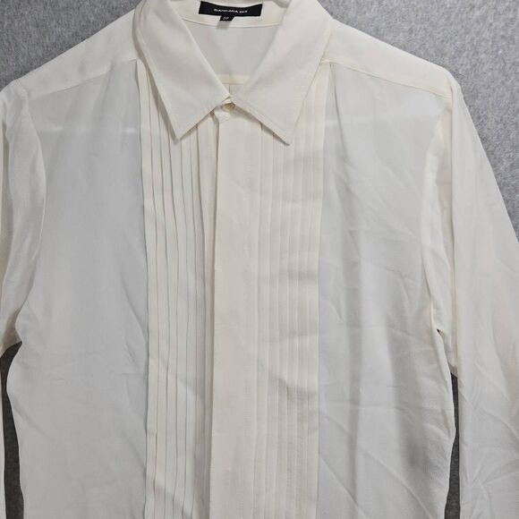 Barbara bui Silk Crepe Shirt with bib Top Blouse  Pleaded Button Front size 38 M - Picture 1 of 14